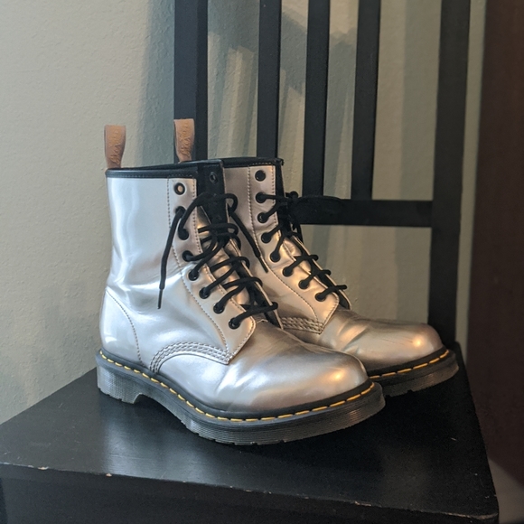 dr martens vegan silver
